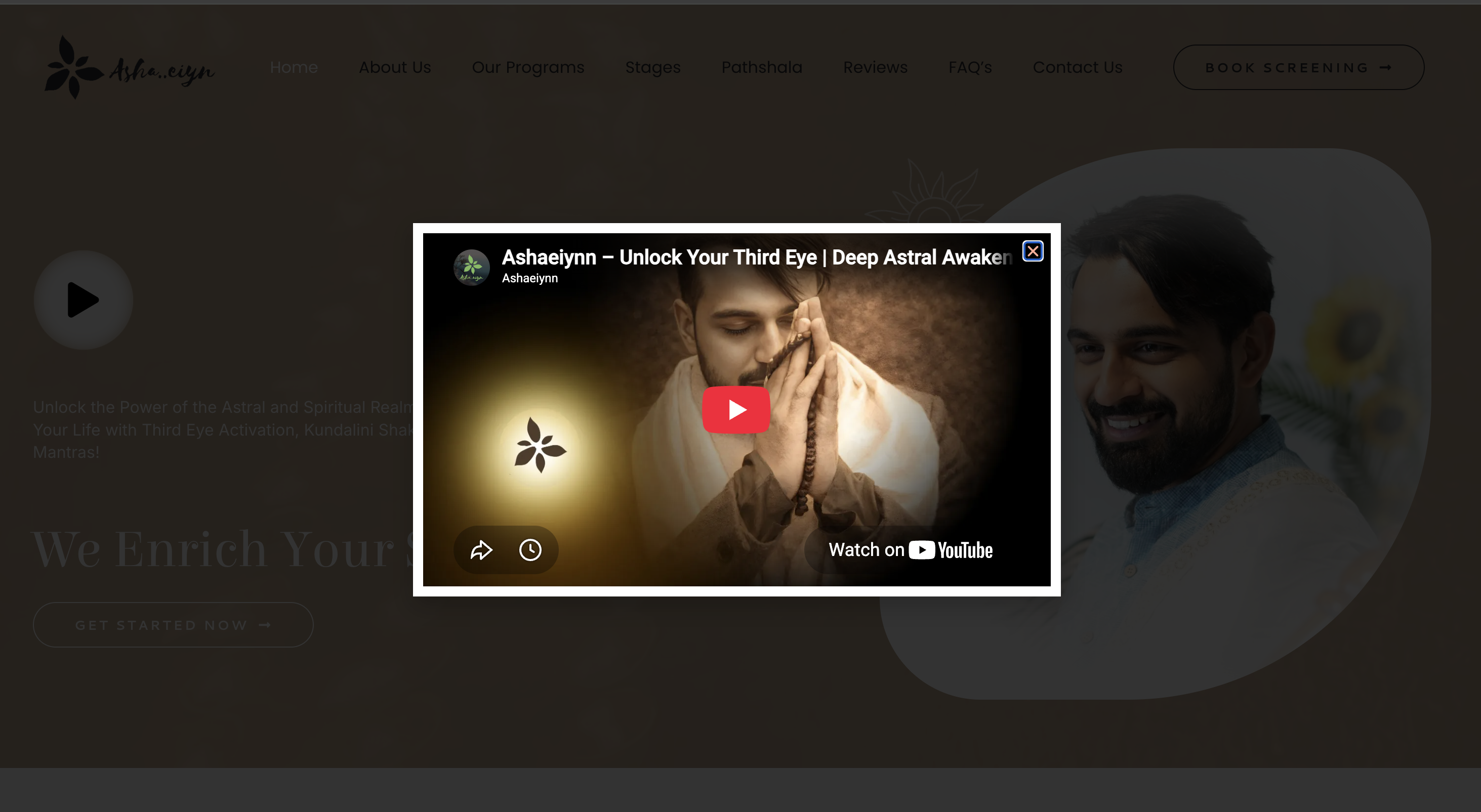 Ashaeiynn spiritual learning and meditation website portfolio image